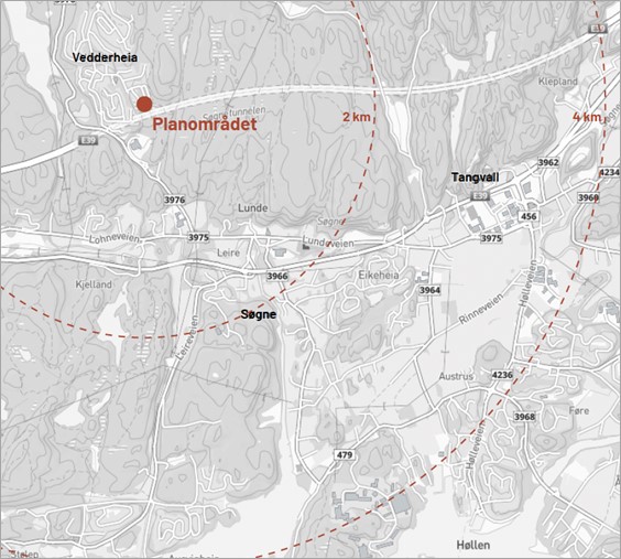 Kart over Hovden